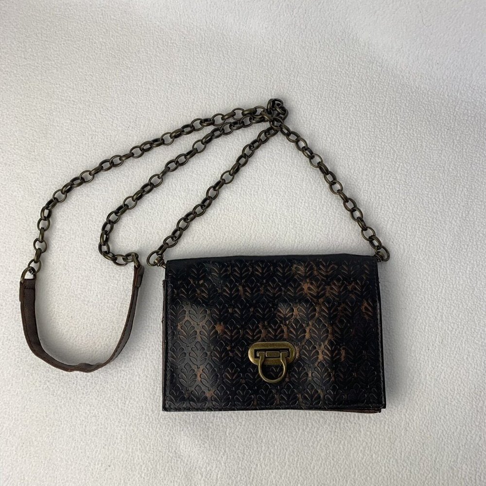 Braciano Small Purse Bronze Shoulder Chain Strap Faux Leather Pockets